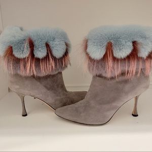 Manolo Blanik Fur Boots Heels